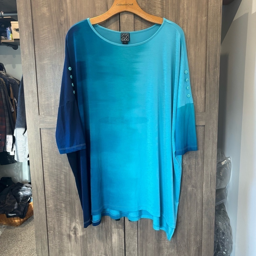 Clara Sun Woo large top ombré blue dolman sleeve